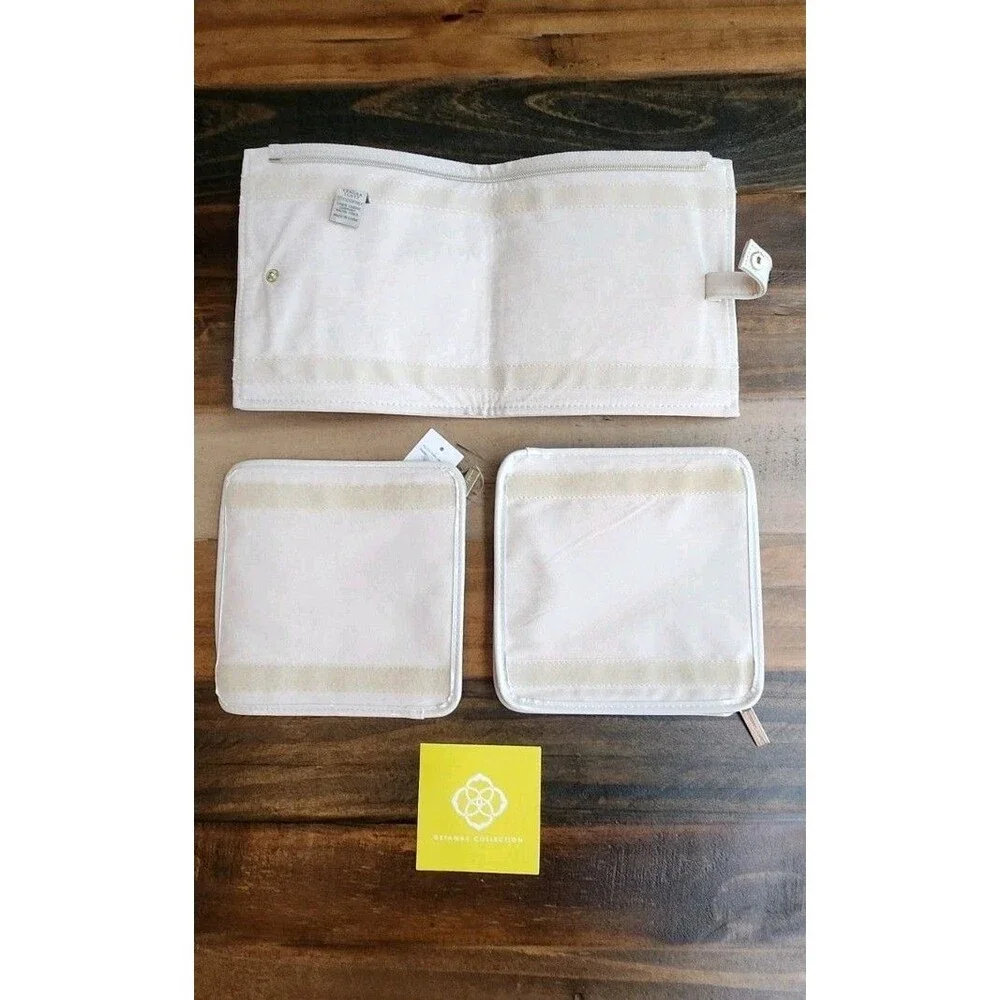 Kendra Scott Zip Away Jewelry Organizer Beige/Gold NWT